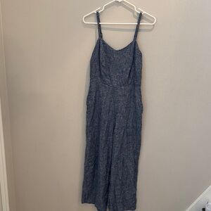 Old Navy Denim Blue Chambray Jumpsuit Cropped Small